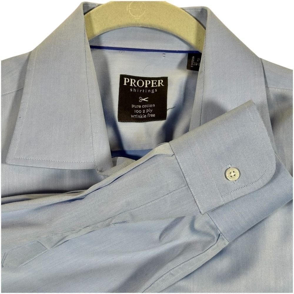 Proper Shirtings Men's 17 32/33 Blue 2 Ply Cotton Dress Shirt